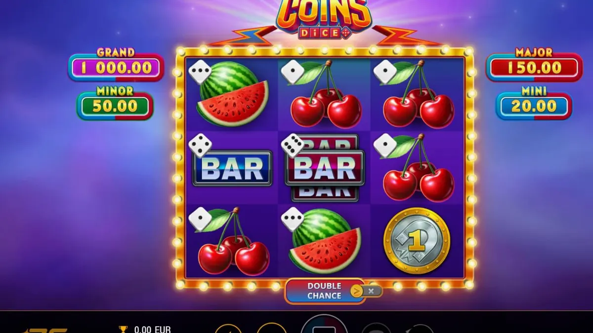 Tampilan visual slot Magnetic Coins Dice dengan elemen magnetik dan koin emas